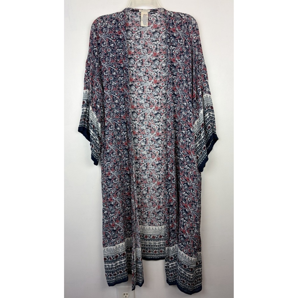 Lucky Brand Women Boho Kimono Duster OS Bell Sleeve Whimsygoth Festiva Hippie